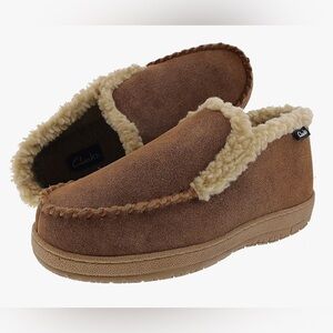 Clarks Brown Suede Shearling-Lined Slip-On Loafers